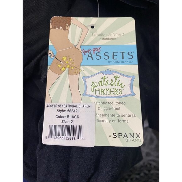 Assets by Sara Blakely High Waist Mid Thigh Black Sensational Shaper 58F42 SZ 2 - Picture 6 of 7